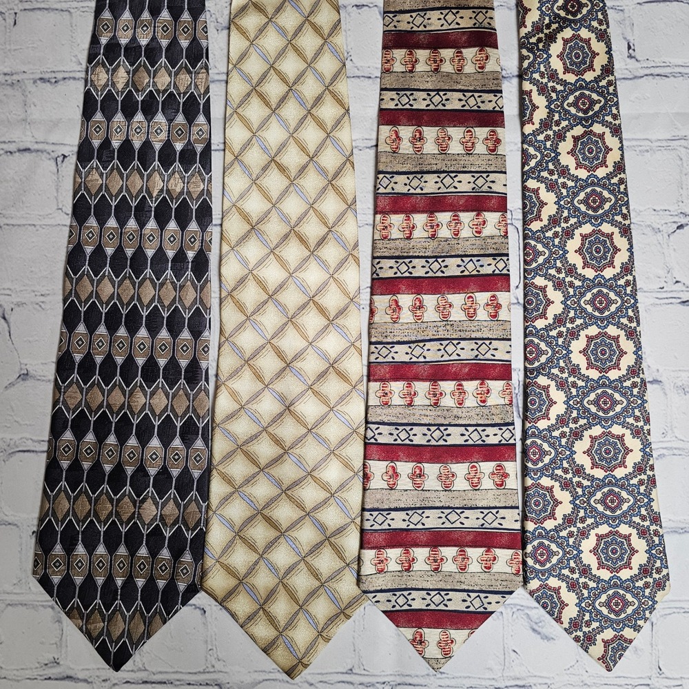 Mens‎ Designer Silk Tie Lot 4 Pierre Cardin Grateful Dead Harve Benard Paisley